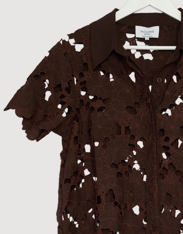 Revibe - Repaired Minima Esenciales Maeve Embroidered Mini Shirt Dress - AU 12