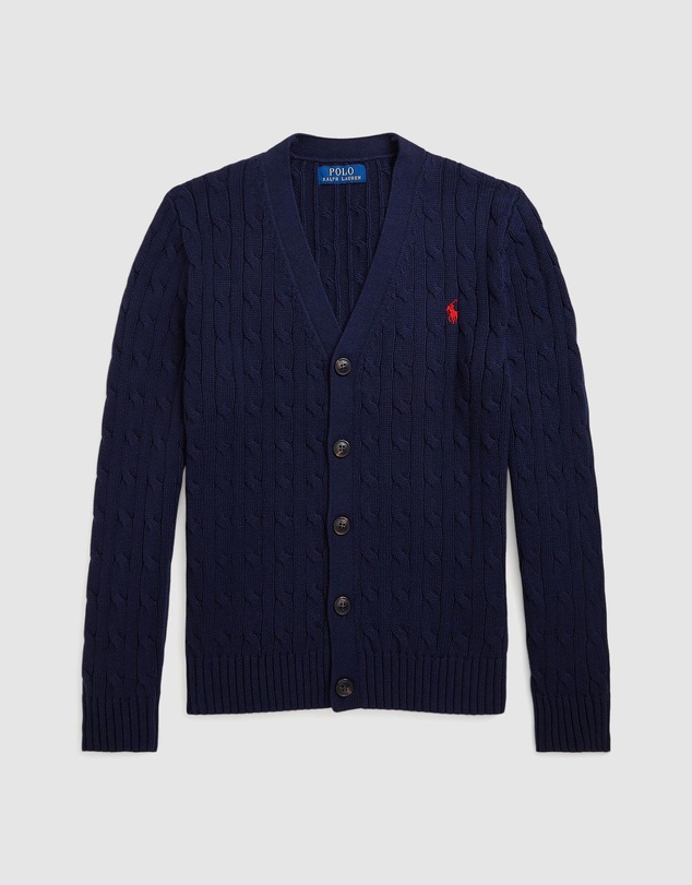 Polo Ralph Lauren - Cable-Knit Cotton V-Neck Cardigan - Teens