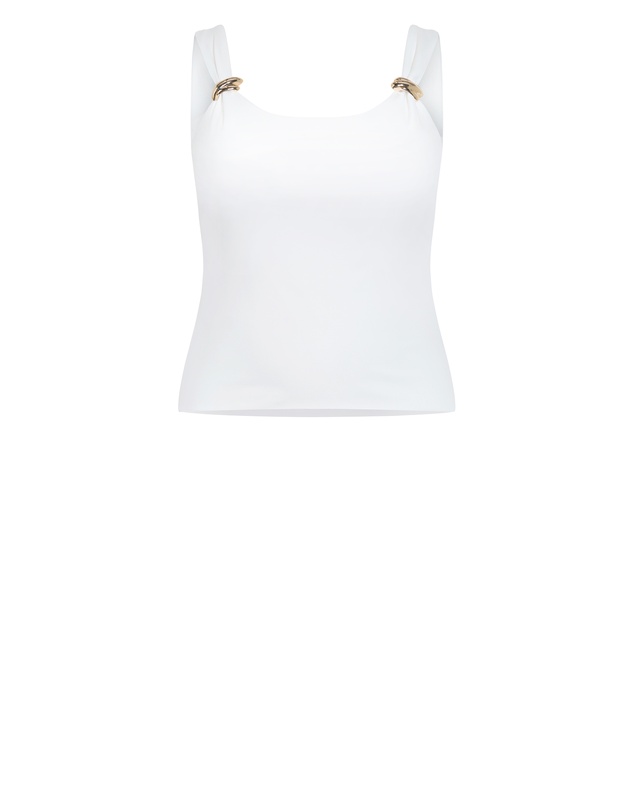 City Chic - Plus size Arami Strap Detail Top - ivory