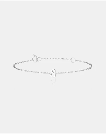The Silver Collective - Petite A-Z Letter Bracelet - S