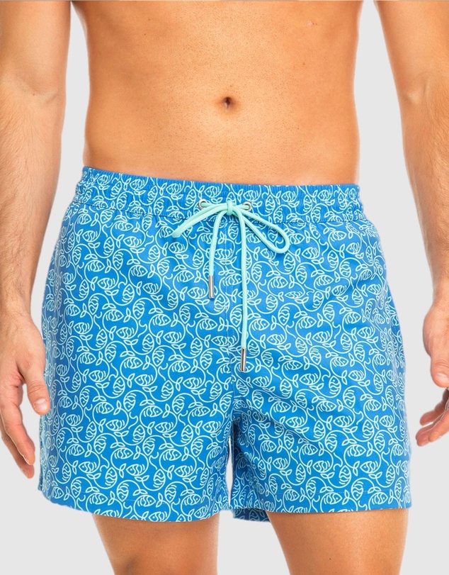 Tolu Australia - Boardshorts with Pale Blue Fishes