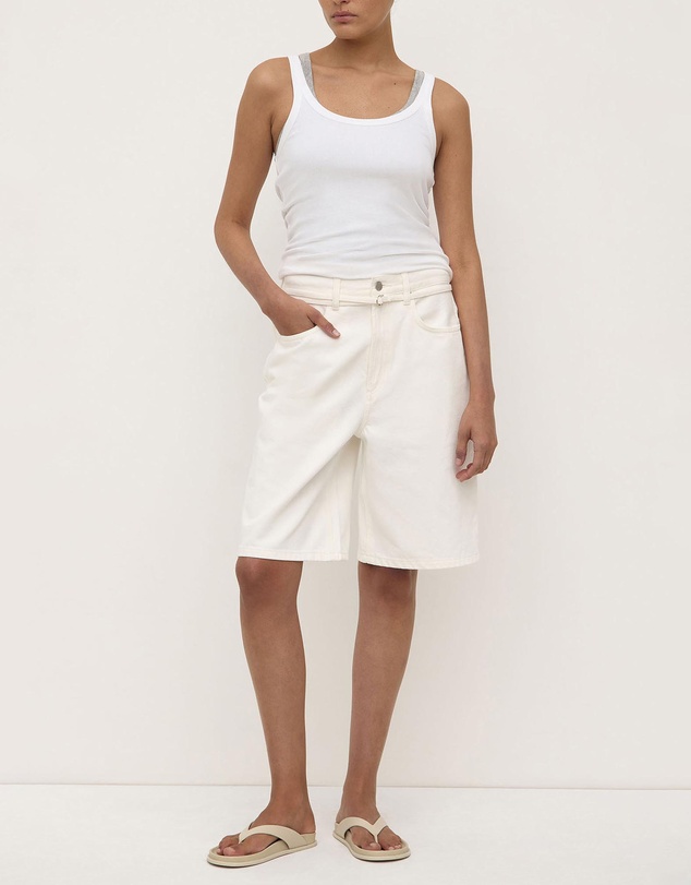 Assembly Label - Loose Fit Long Denim Shorts