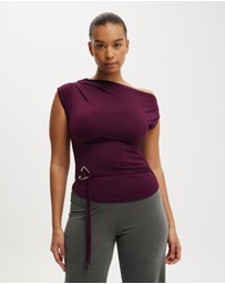 Cotton On - Georgie Off Shoulder Belt SS Top