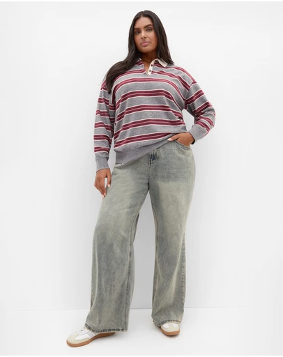 City Chic - Rugby Stripe Knit Jumper