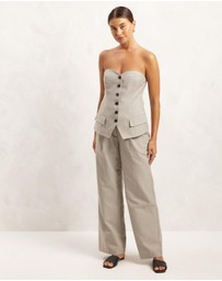 AERE - Button Up Strapless Top