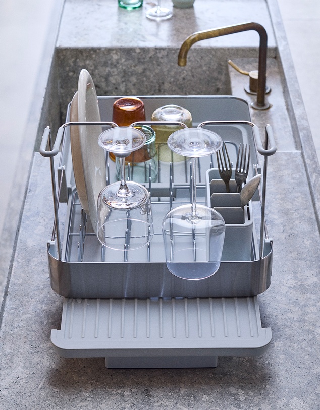 Joseph Joseph - Extend™ Steel Plus Expandable Stone Dish Drainer with Wine Glass Rack