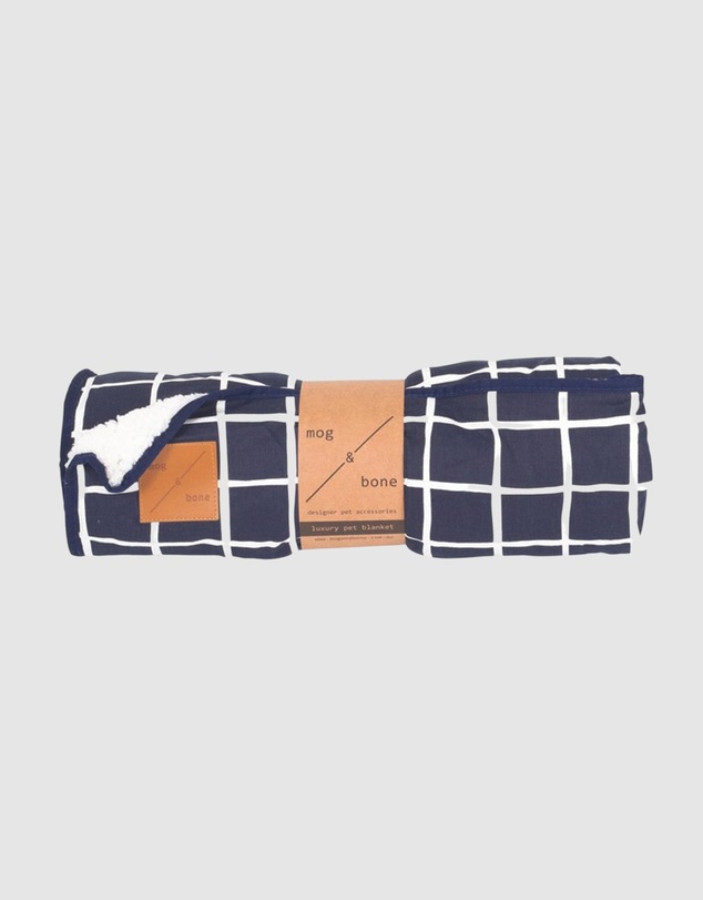 Mog & Bone - Fleece Blanket - Navy Check Print