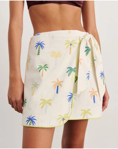 Jag - Palm Tie Wrap Mini Skirt