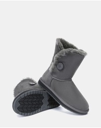 EVERAU - Australian Shepherd Ugg Short Button Sheepskin Upper UGG Boots