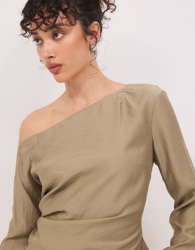 Calli - Amara Ruched Sheer Long Sleeve Top