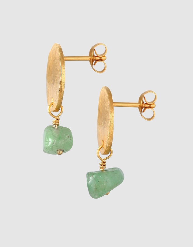Elli Jewelry - Green Aventurine Drop Earrings in Gold-Plated 925 Silver
