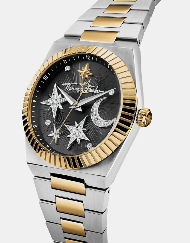 THOMAS SABO - Women's Moon and Stars Watch with Black Dial