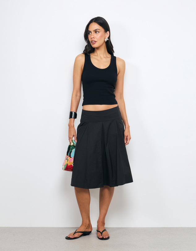 AERE - Poppy Cotton Midi Skirt