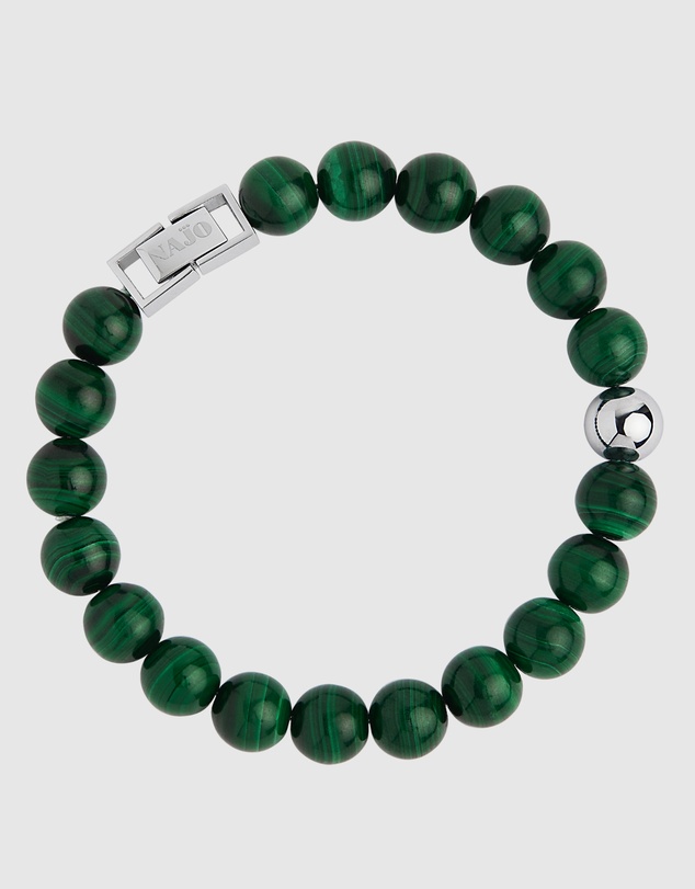 Najo - Atlas 10mm Malachite & Steel Bracelet