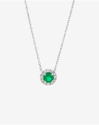 Michael Hill - Halo Pendant with Emerald & 0.14 Carat TW of Diamonds in 10kt White Gold