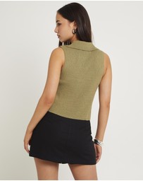 Subtitled - Meryl Ribbed Collar Knit Top
