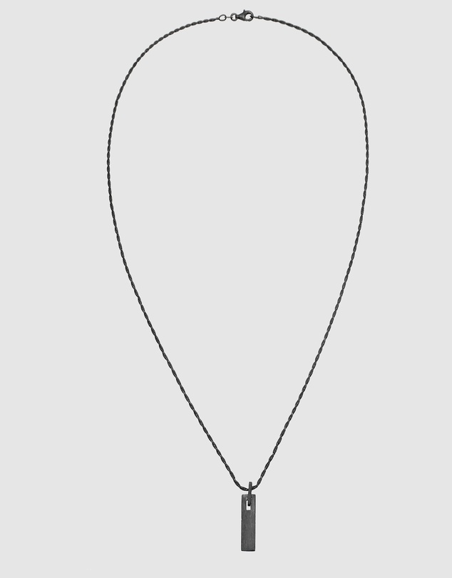 Kuzzoi - ICONIC EXCLUSIVE - Long Tag Pendant Necklace in Oxidised 925 Sterling Silver