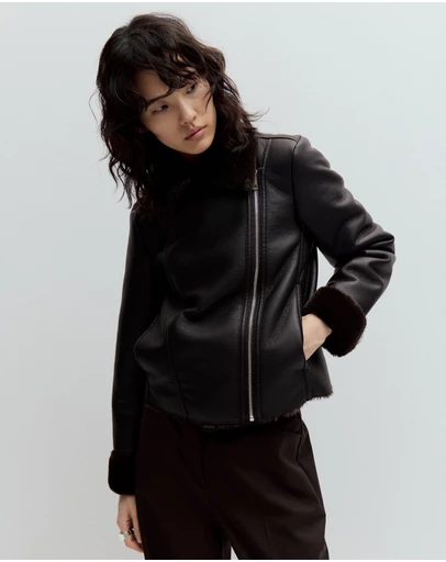 M.N.G - Faux Fur Biker Jacket