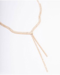 Lovisa - Gold Fine Ribbon Cubic Zirconia Lariat Necklace