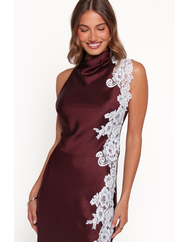 Petal & Pup - Lunita Halterneck Maxi Dress - Brown/Blue