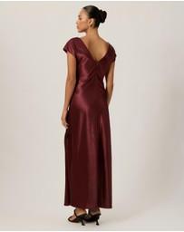 Tussah - Amy Boat Neck Satin Midi Dress