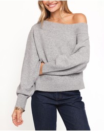 Petal & Pup - Ailis Off Shoulder Sweater - Grey
