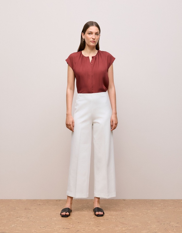 Trenery - Modal Cap Sleeve Blouse in Deep Red