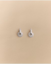 Trenery - Rava Drop Hoop Earrings in Silver