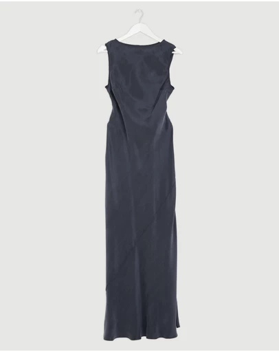 Revibe - Repaired Minima Esenciales Florence Cupro Lace Up Back Midi Dress - AU 8