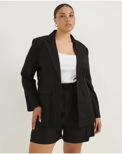 Atmos&Here Curvy - Harper Linen Blend Blazer