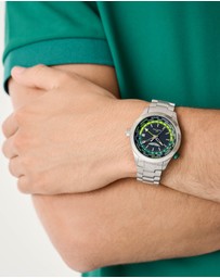 Aston Martin - GRZ Black Stainless Steel Bracelet Watch and Podium Green Silicone Strap Box Set