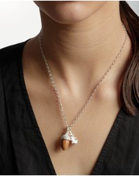 Karen Walker - Acorn & Leaf Pendant with Wooden Acorn