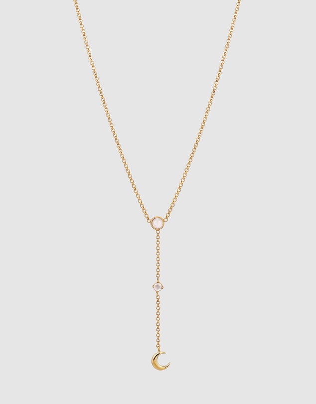 Elli Jewelry - Necklace Women Crescent Moonstone 925 Sterling Silver Gold Plated