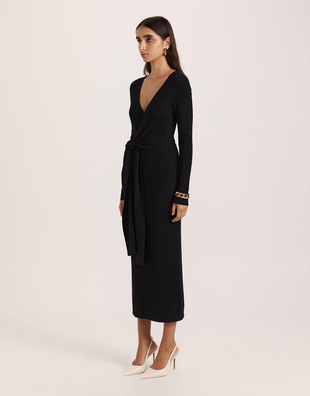 SABA - Elle Wool Blend Wrap Knit Dress