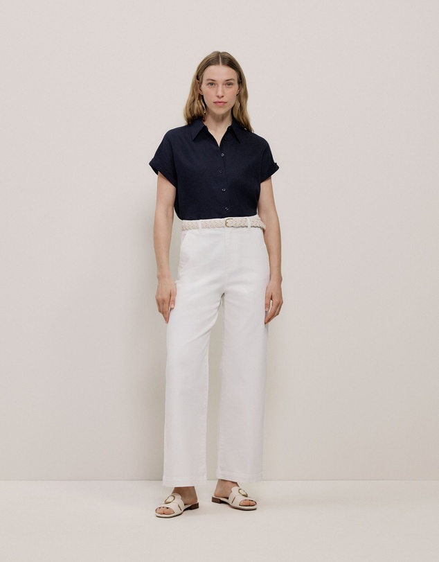 Trenery - Linen Cap Sleeve Shirt in Night Sky