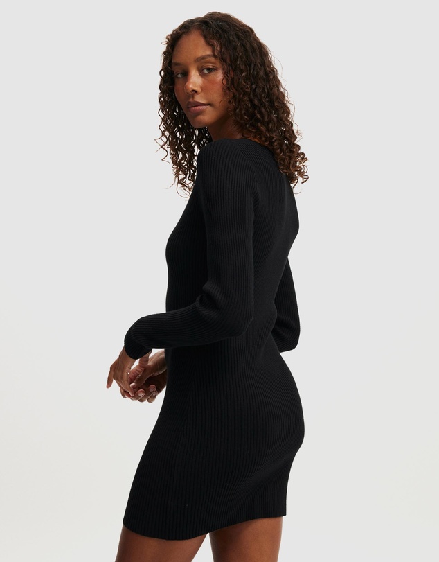 Cotton On - Rib Knit Snap Mini Dress