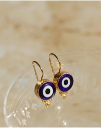 Ottoman Hands - Lina Evil Eye Navy Drop Earrings
