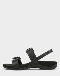 Vionic - Reese Back Strap Sandal - Black Tumbled Leather