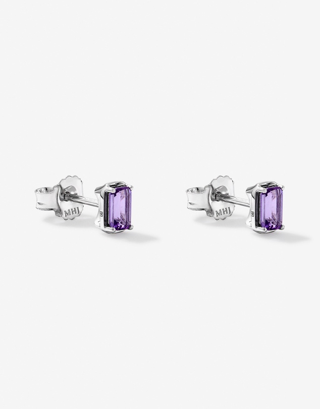 Michael Hill - Emerald-Cut Amethyst Stud Earrings in Sterling Silver
