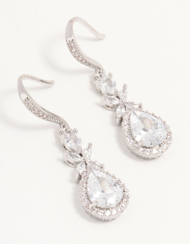 Lovisa - Silver Cubic Zirconia Halo Hook Earrings