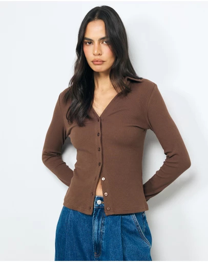 AERE - Tess Button Through Top