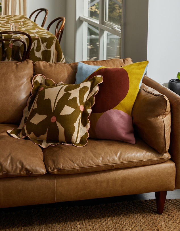 Mosey Me - Olive Poppy Linen Cushion Cover
