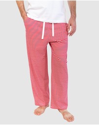 Sant And Abel - Men's Jersey Red Stripe PJ Pants