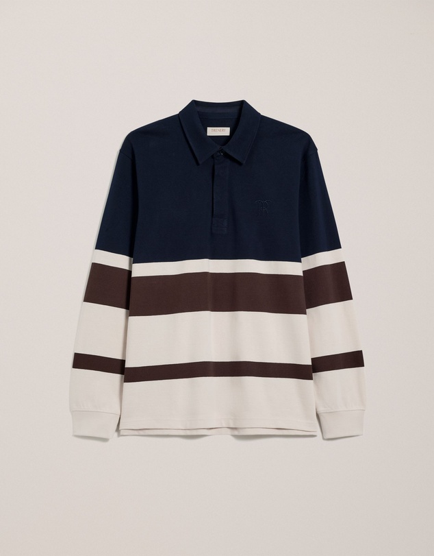 Trenery - Bold Stripe Monogram Rugby in Navy
