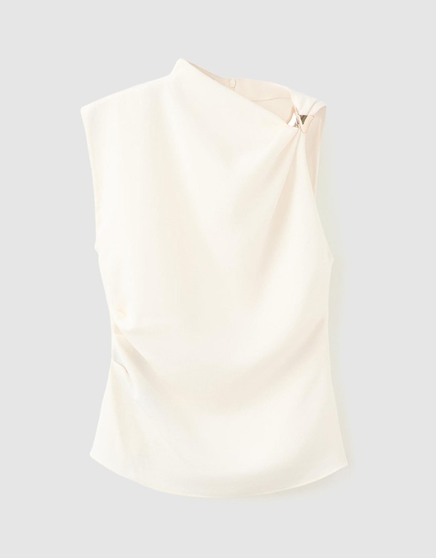 M.N.G - Asymmetrical Blouse With Metallic Detail