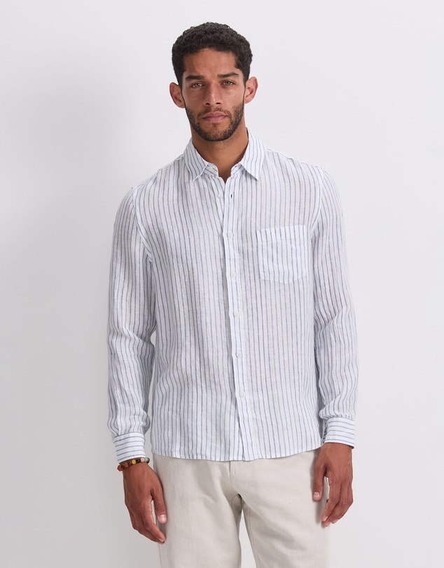 Sportscraft - Marco Long Sleeve Linen Stripe Shirt