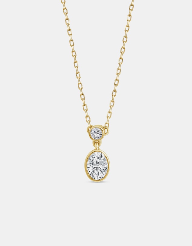 Zoe Olivia - 9K Gold Oval Lab Grown Diamond Drop Necklace