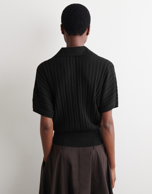 COS - Pointelle-Knit Cotton Polo Top