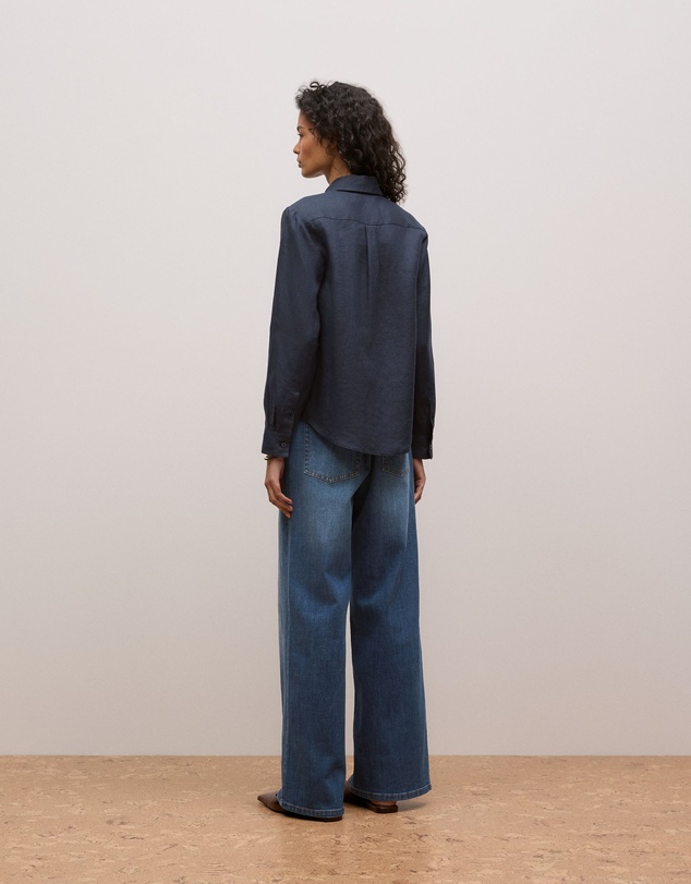 Trenery - Linen Classic Shirt in Night Sky