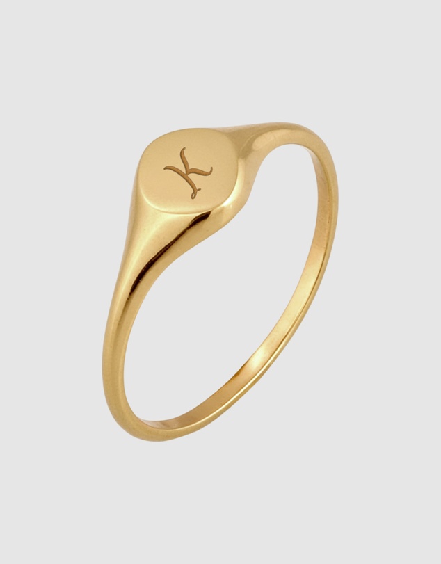 Elli Jewelry - Ring Signet 925 Sterling Silver Gold-Plated